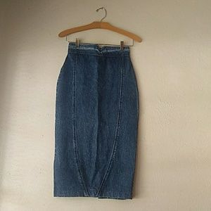 Blue denim pin up 1950s styled western skirt